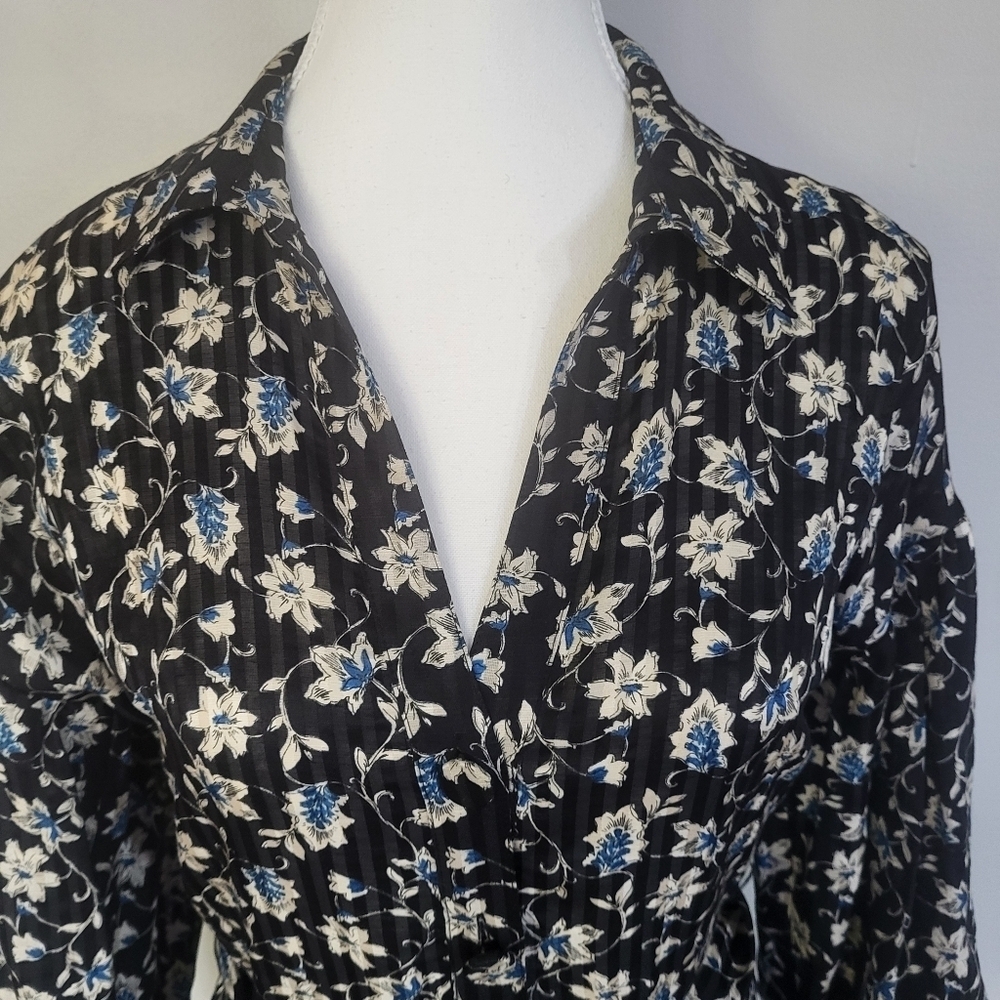 Veronica Beard Samy Silk Blend Button Front Self Tie Shirt Dress Floral … - Picture 12 of 16
